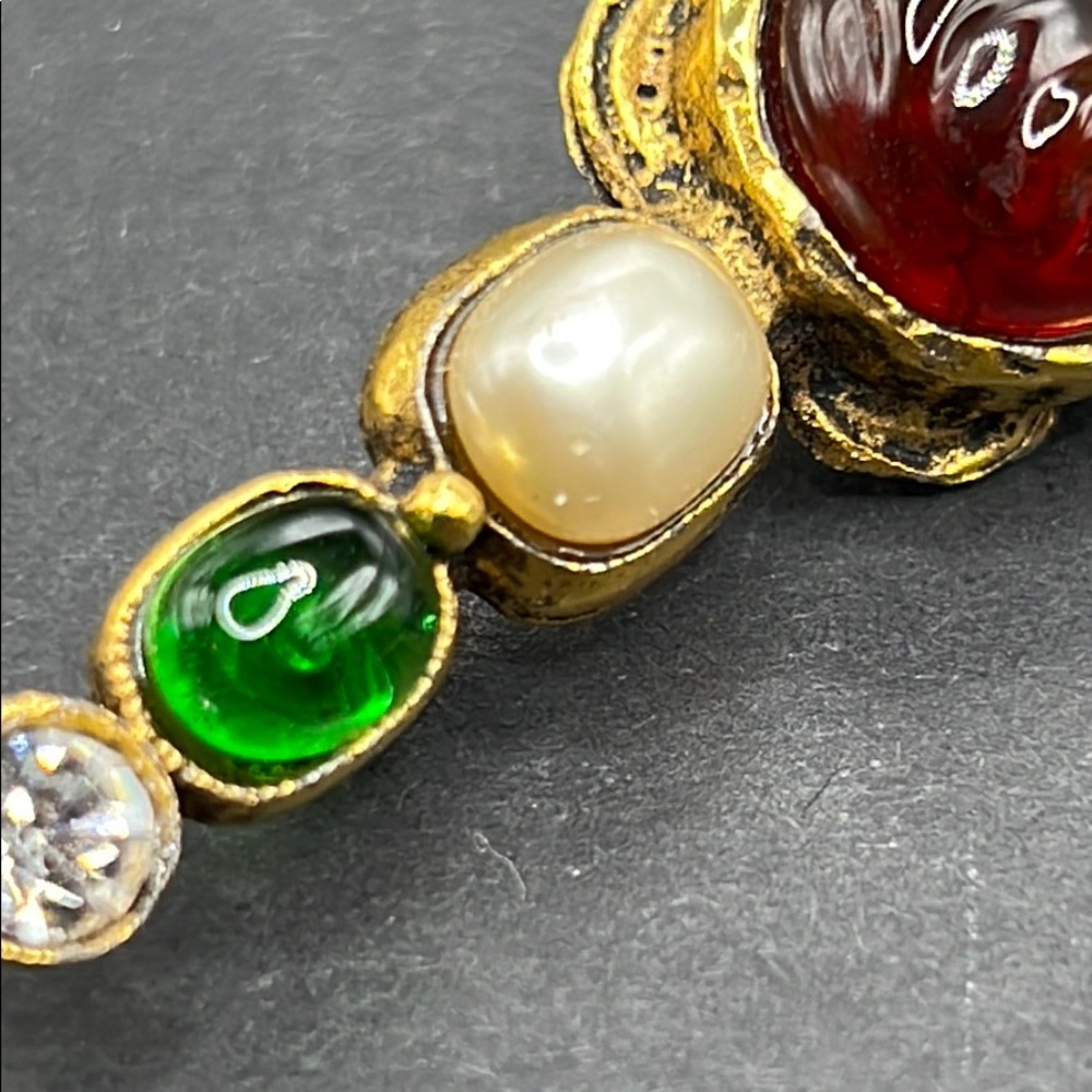 RARE COLOR Chanel 1985 gripoix glass brooch - Picture 4 of 11